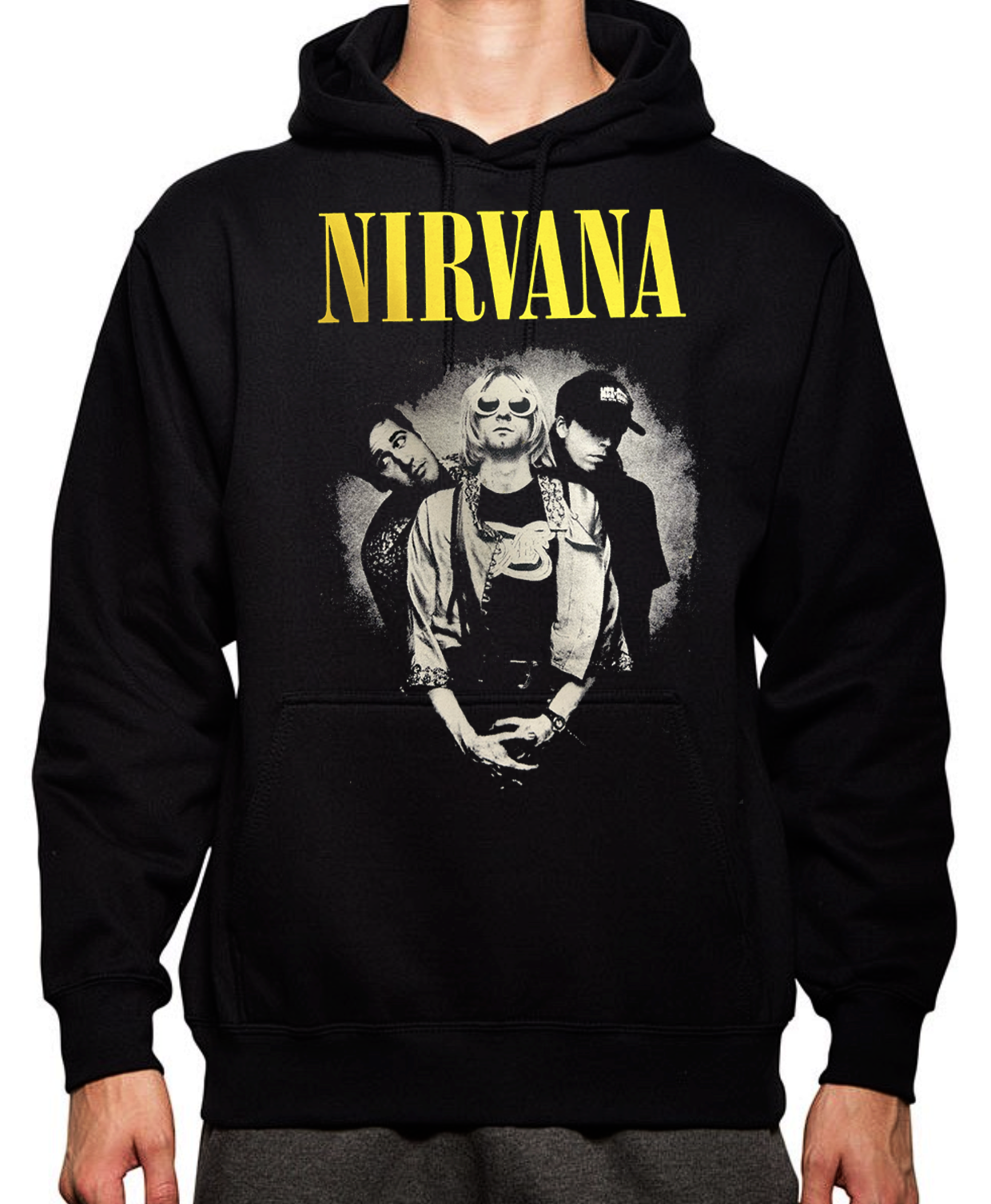 Nirvana TRIO Rock Band HOODIES BLACK MEN's SIZES