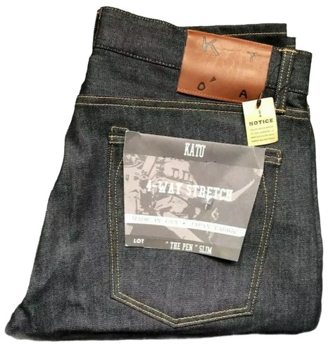Pre-owned Kato By Hiroshi  The Pen Slim Fit 4-way Stretch Jeans Indigo Raw 30 X 32 In Blue