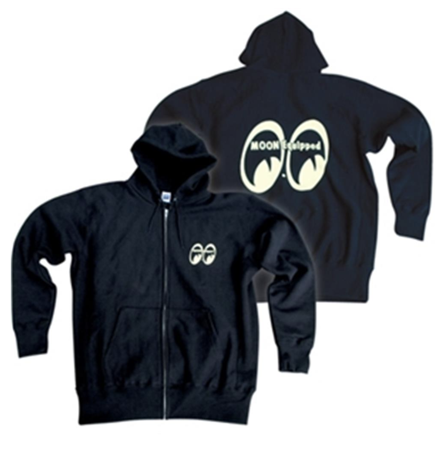 Men's Mooneyes Moon Equipped Logo Black Zip Up Hoodie