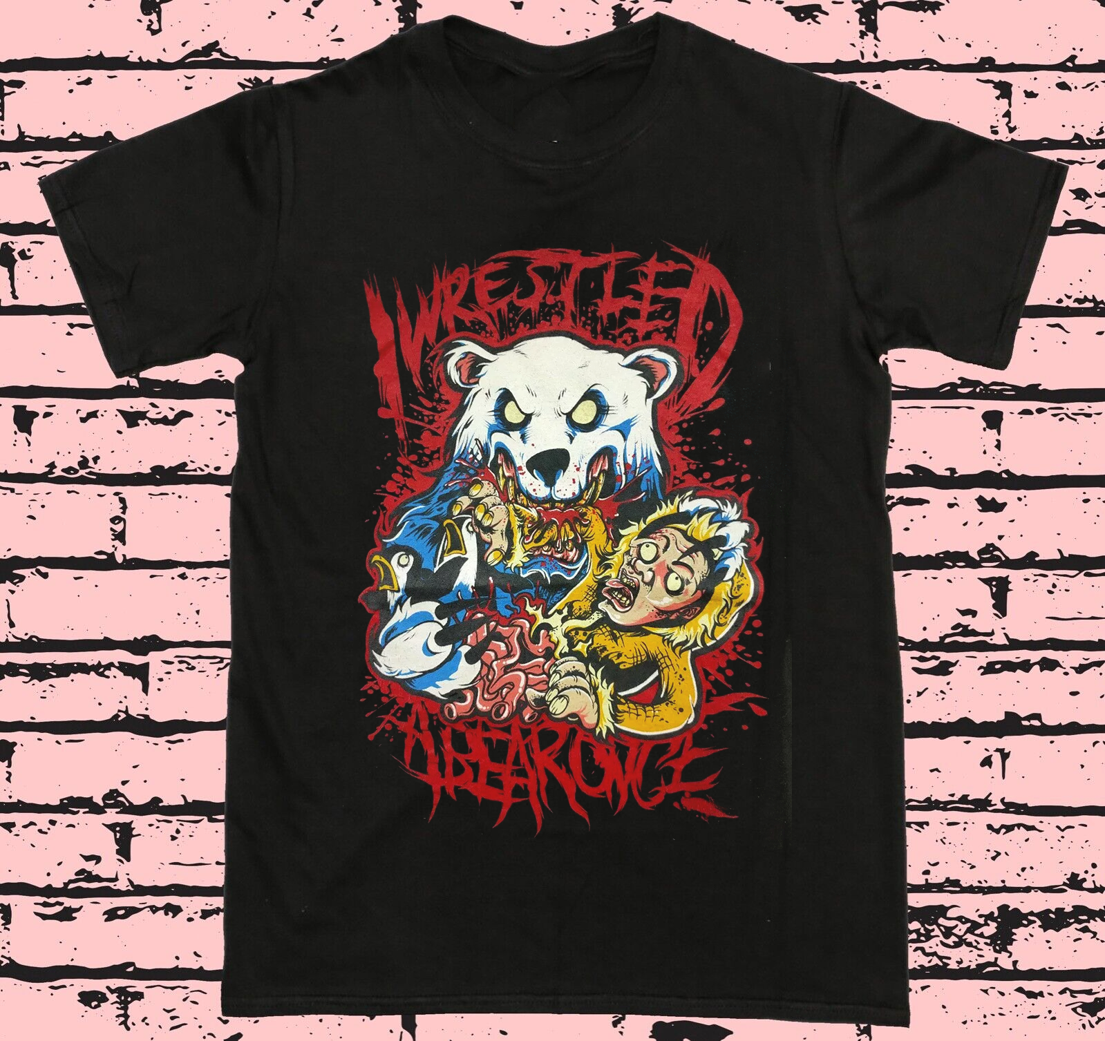 【 PROJECT】24SS★ Leon Bear T-shirt i wrestled a bear once Band Bear T Shirt Full Size S-5XL