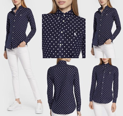 POLO RALPH LAUREN Heidi Polka Dot Hemdbluse Bluse Hemd Shirt Iconic T-shirt XS