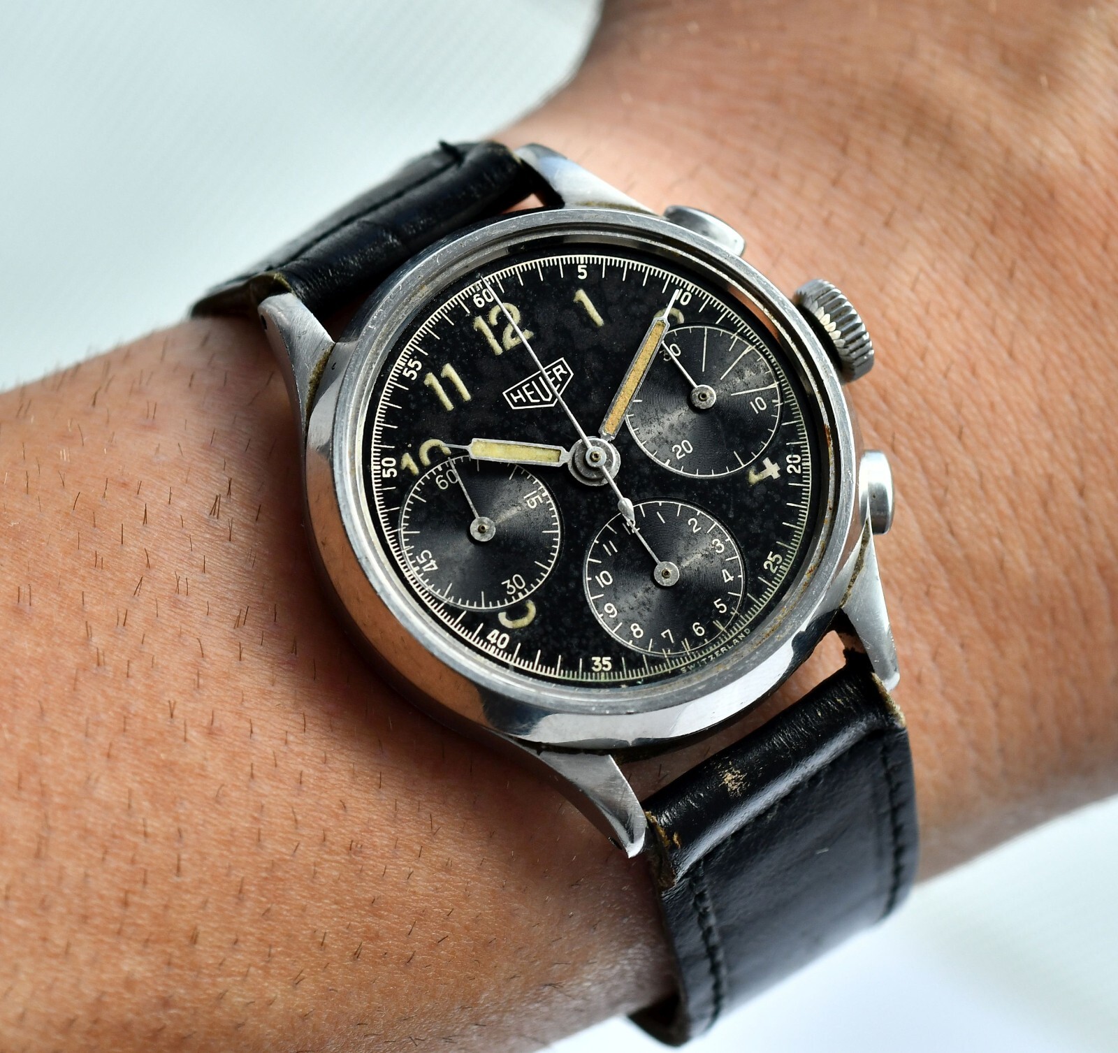 Vintage HEUER Chronograph Ref. 345- Black Big Eye Dial 36mm Vintage HEUER Chronograph Ref. 345- Black Big Eye Dial 36mm