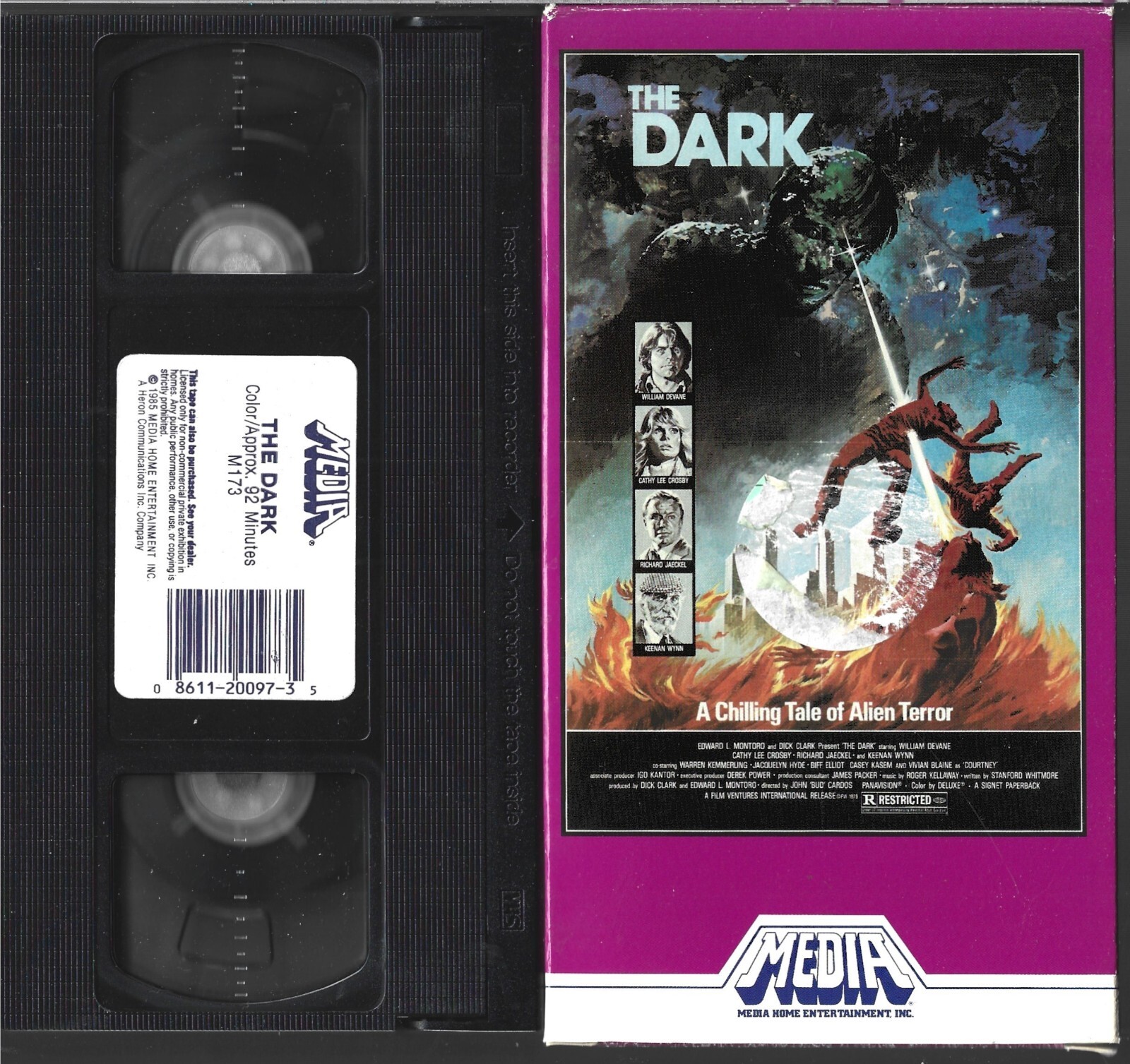 THE DARK VHS VIDEO (1979) CATHY LEE CROSBY, HORROR