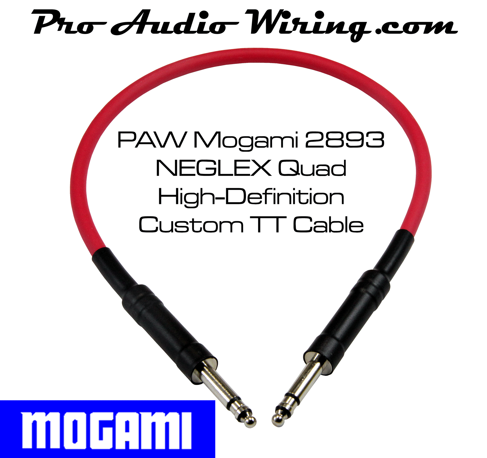 MOGAMI 2893 NEGLEX Quad High-Definition TT Studio Patch Cable (Red) - 3ft.
