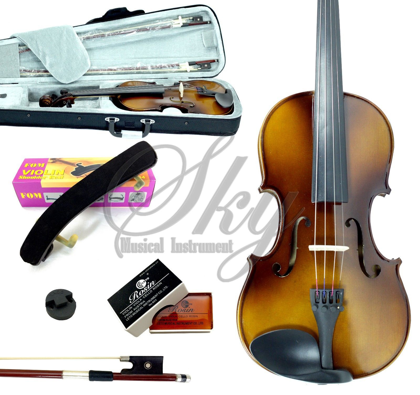 バイオリン　1/8サイズ SKY 1/8 Size Student Violin w Case Bow Shoulder Rest Rosin