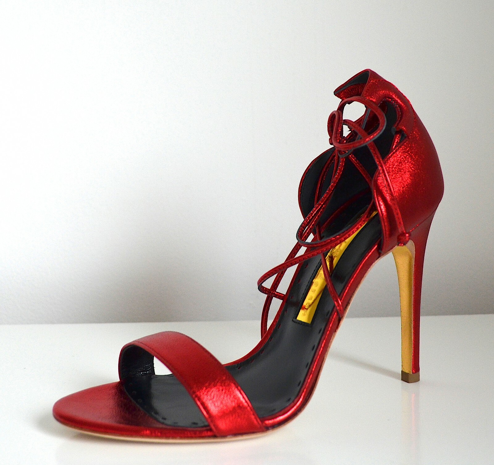 Rupert Sanderson Mitra Red Leather Heel Sandals UK3/EU36 RRP