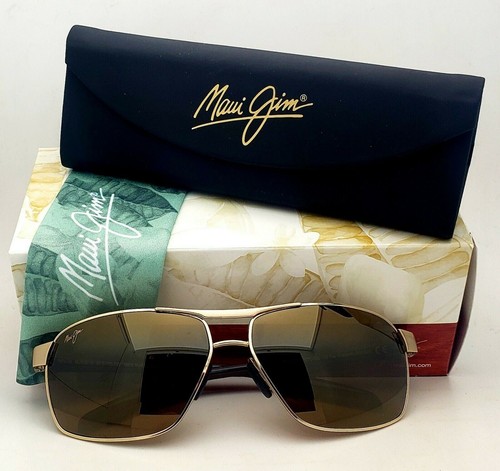 Pre-owned Maui Jim Polarized  The Bird Sunglasses Mj H 835-16 Gold Frames Brown Lenses