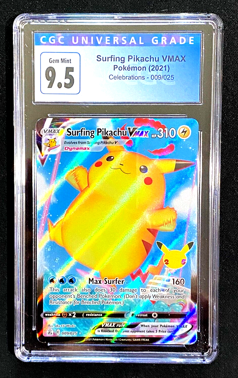 2021 POKEMON CELEBRATIONS SURFING PIKACHU VMAX 009/025 CGC