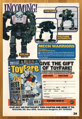 2001 ReSaurus Mech Warriors Figures Print Ad/Poster Vulture Atlas Toy Promo Art