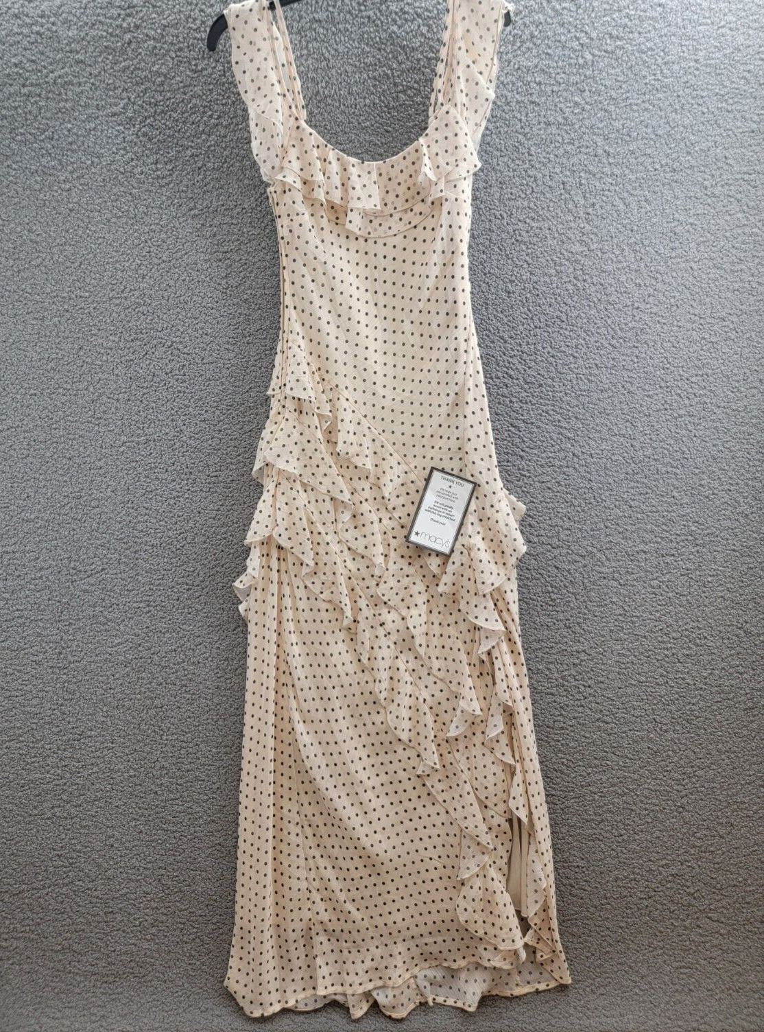 Speechless Scoop-Neck Ruffled-Chiffon Maxi Dress Juniors' M Cream/Black Side Zip - Picture 2 of 15