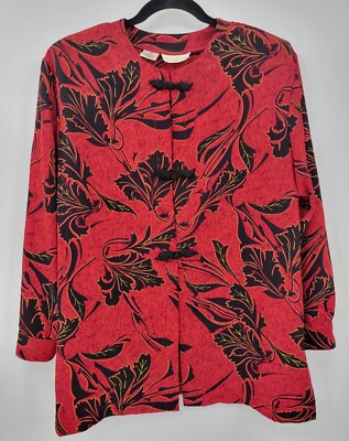 VTG CHE Studio Women's 12 Frog Closure Button Up Long Sleeve Blouse Jacket
