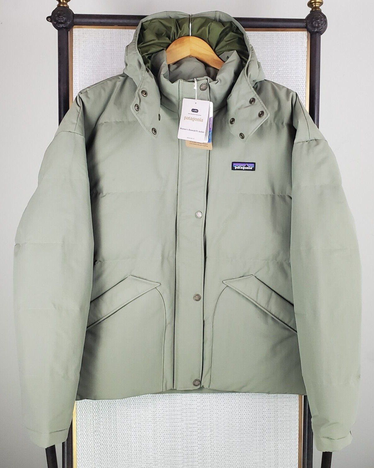 Pre-owned Patagonia $329 Womens Size 2xl 600 Down Full Zip Jacket Hooded Green Hooded