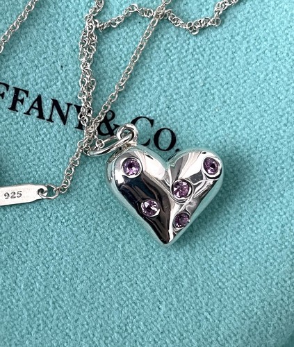 アクセサリー Tiffany Puff Heart Necklace Authentic Tiffany & Co Sterling Silver Puff Heart Wire