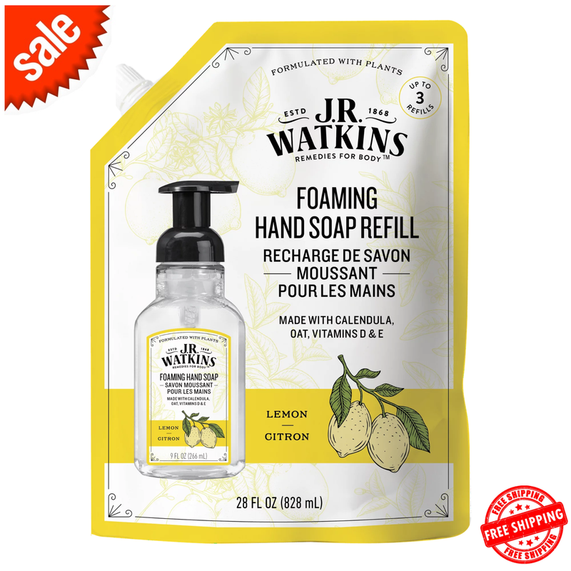 J.R. Watkins Foaming Hand Soap, Lemon Refill, 28 fl oz