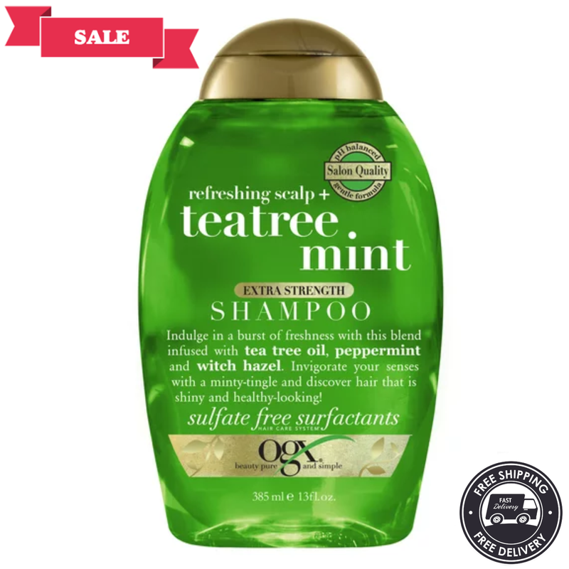 OGX Extra Strength Scalp + Teatree Mint Nourishing Shampoo, Refreshing, 13 fl oz