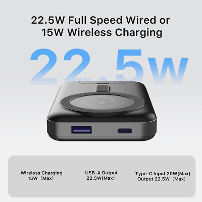 Magnetic Power Bank 10000mAh USB C Charger Wireless Magsafe Charging for iPhone