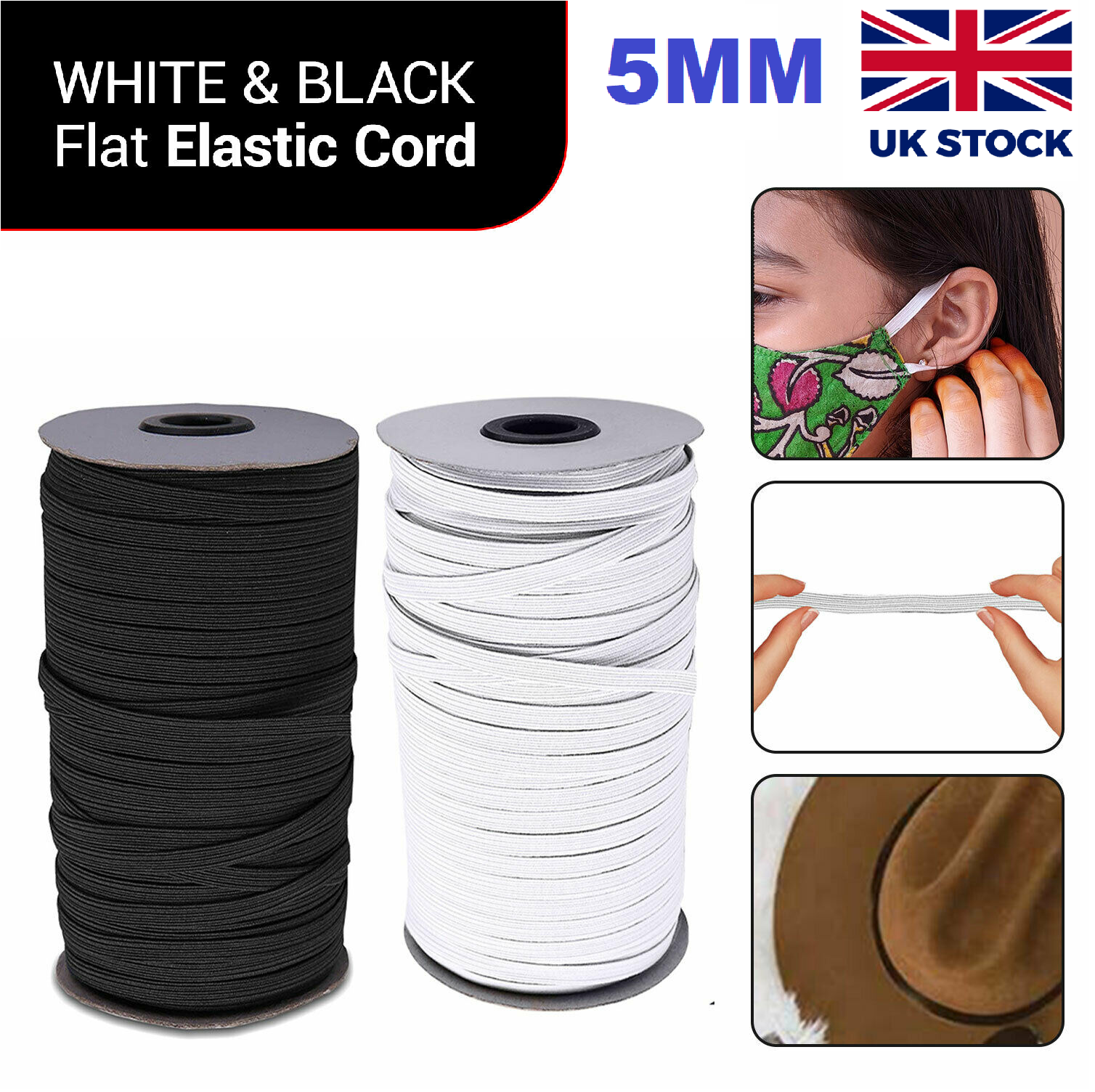 Elastic White 5mm Elastic White 5mm
