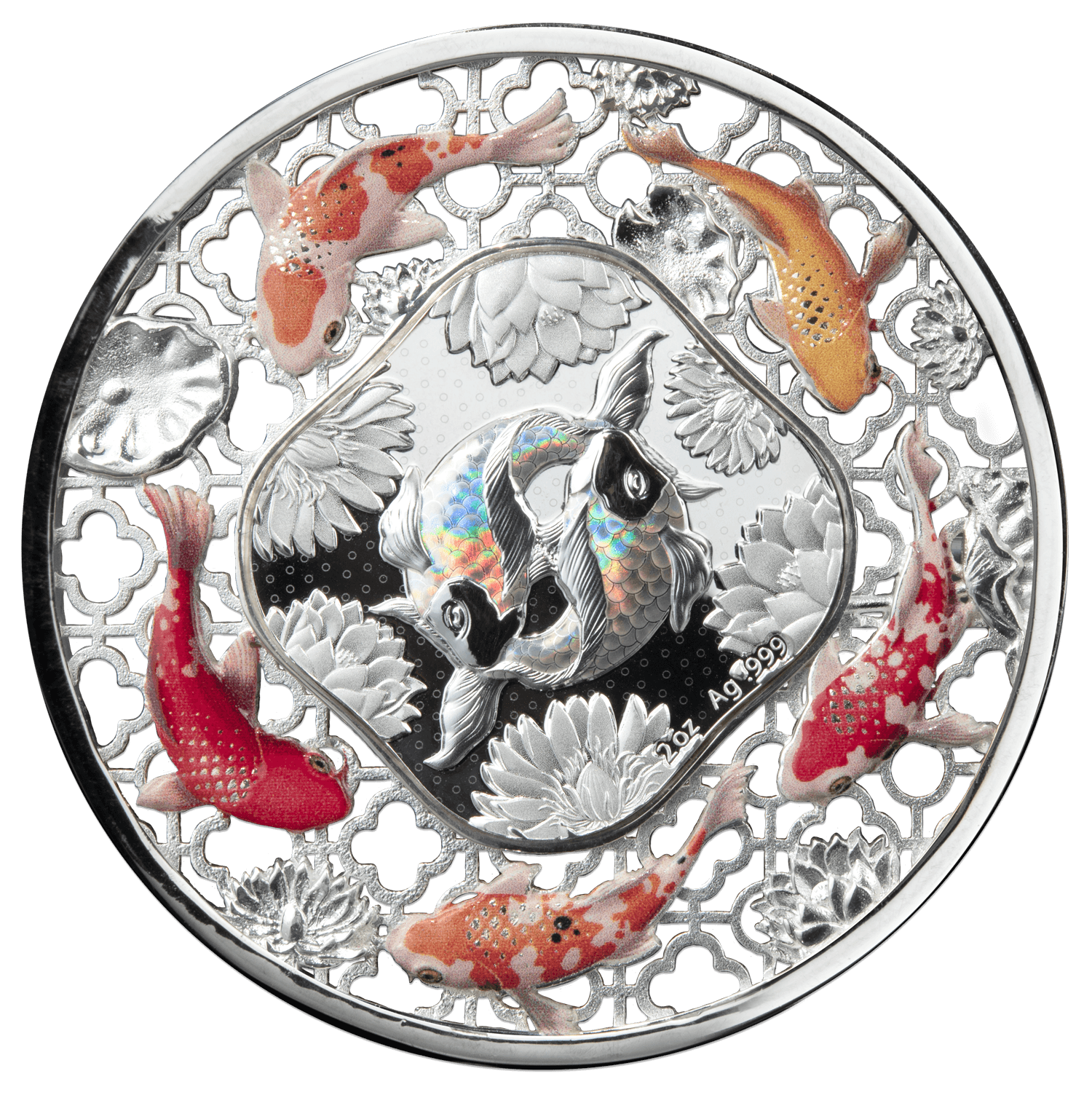 FILIGREE KOI Fortune 2 Oz Silver Coin $5 Solomon Island 2023