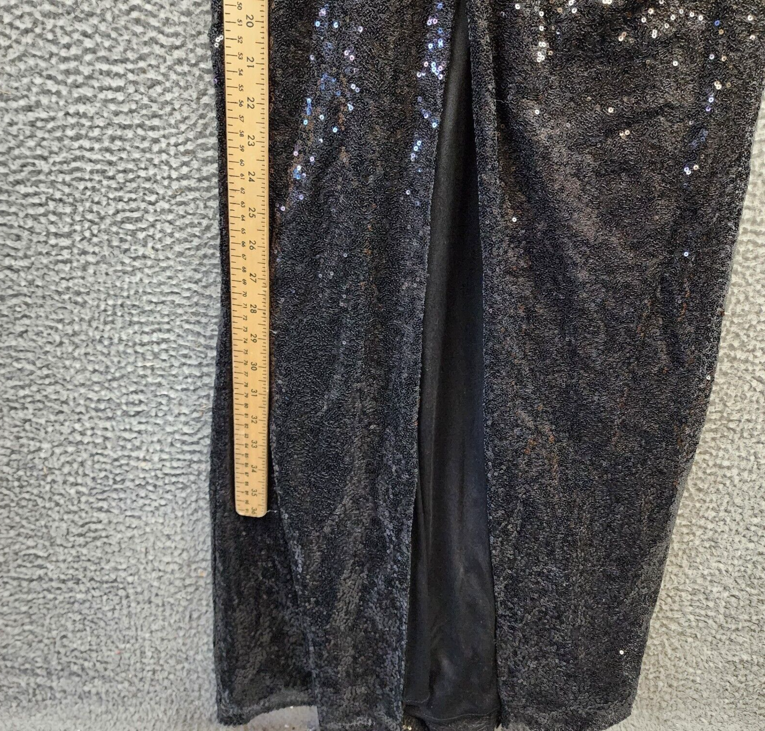 AQUA One Sleeve Sequin Gown Womens 4 Black Round Neck Rosette Detail Zip Closure - Picture 9 of 18