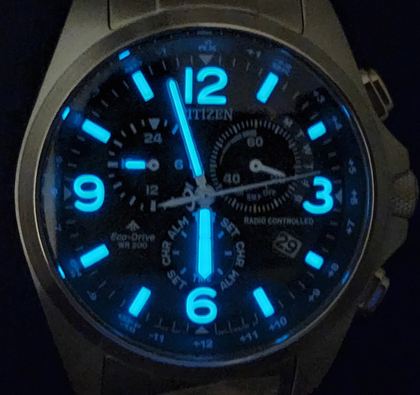 Pre-owned Citizen World Time Radio Controlled Men's Watch Stainless Steel Cb5921-59e