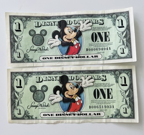 ディズニーダラー 3枚セット RARE 3 Note Set 2003 A $1 $5 $10 UNC Mickey Donald Goofy