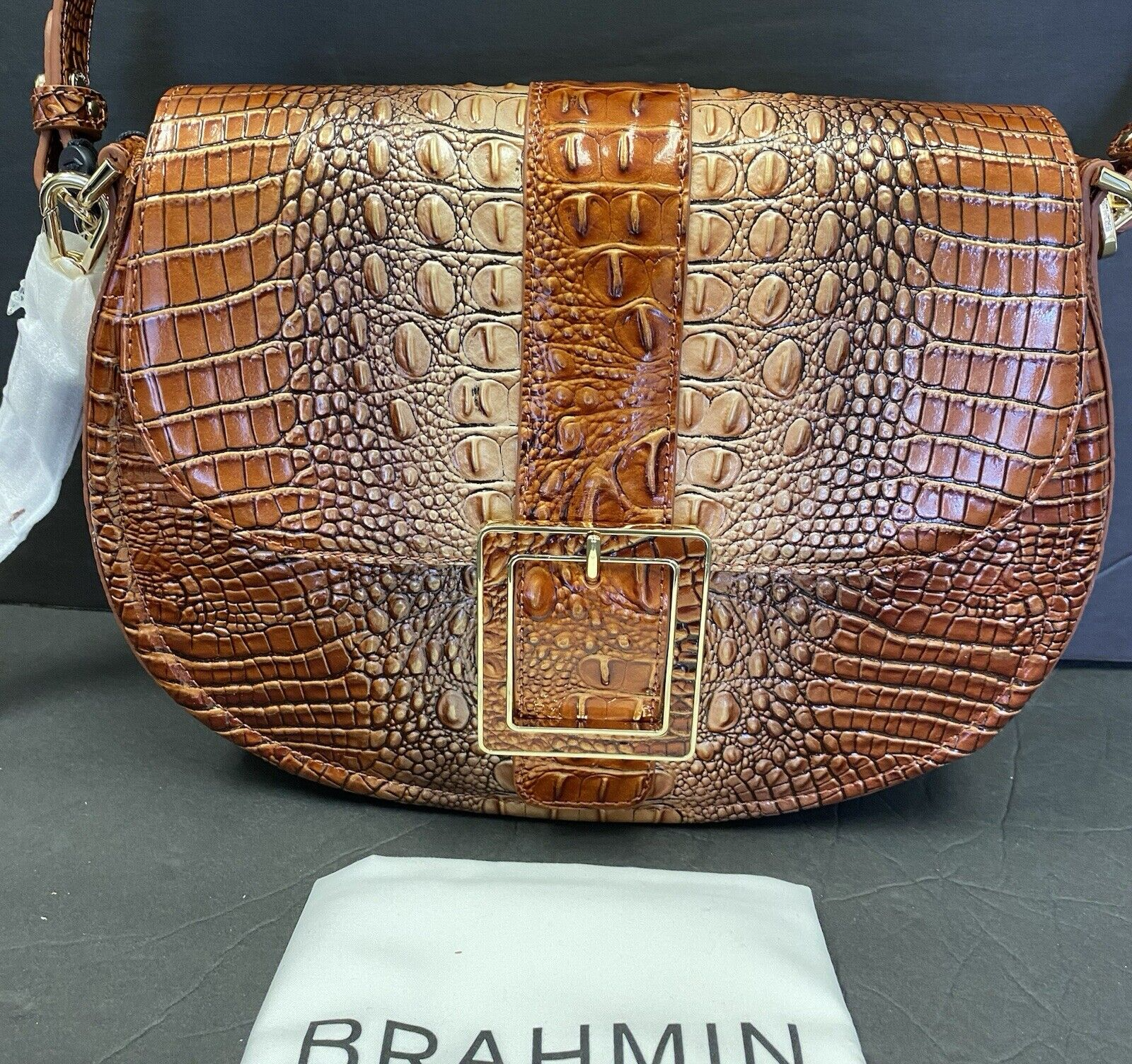 BRAHMIN Cynthia Crossbody Whiskey Ombre Brown Mini Melbourne
