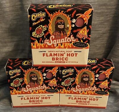 Dr. Squatch Cheetos FLAMIN  HOT BRICC Limited Edition 3 Bricc Bundle **