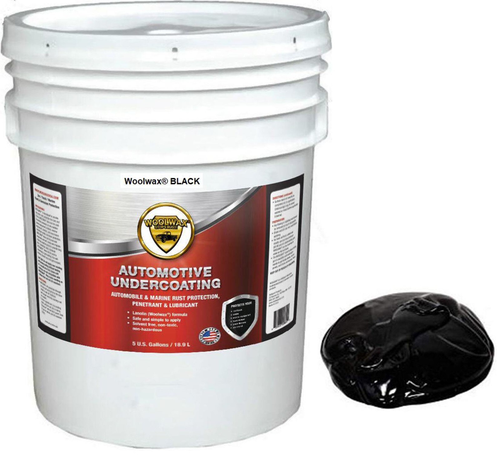 WOOLWAX Auto/Truck Lanolin Undercoating 5 Gallon Pail. BLACK