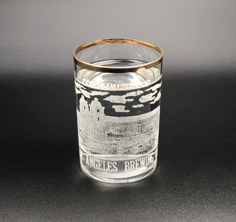 Los Angeles Brewing Pre Prohibition Shell Beer Glass / Acid Etched Advertising