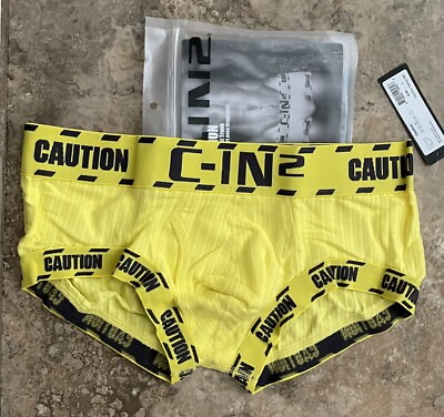 Men s Size Large CIN-2 Caution Brief Yellow & Black 