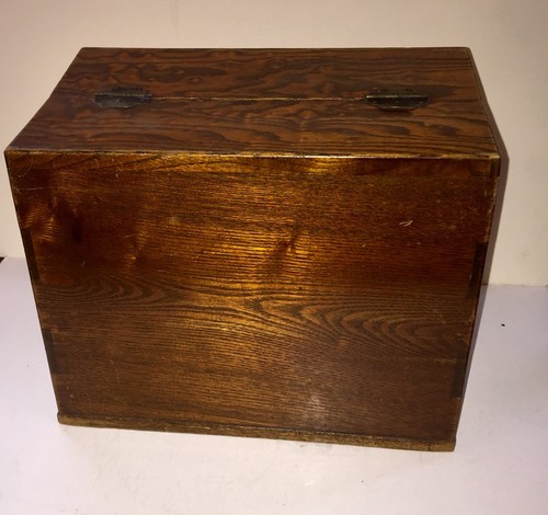 VINTAGE ANTIQUE WOODEN STORAGE BOX FOUR DRAWER WITH LID GRAIN PAINTED 7 X 11 X 9