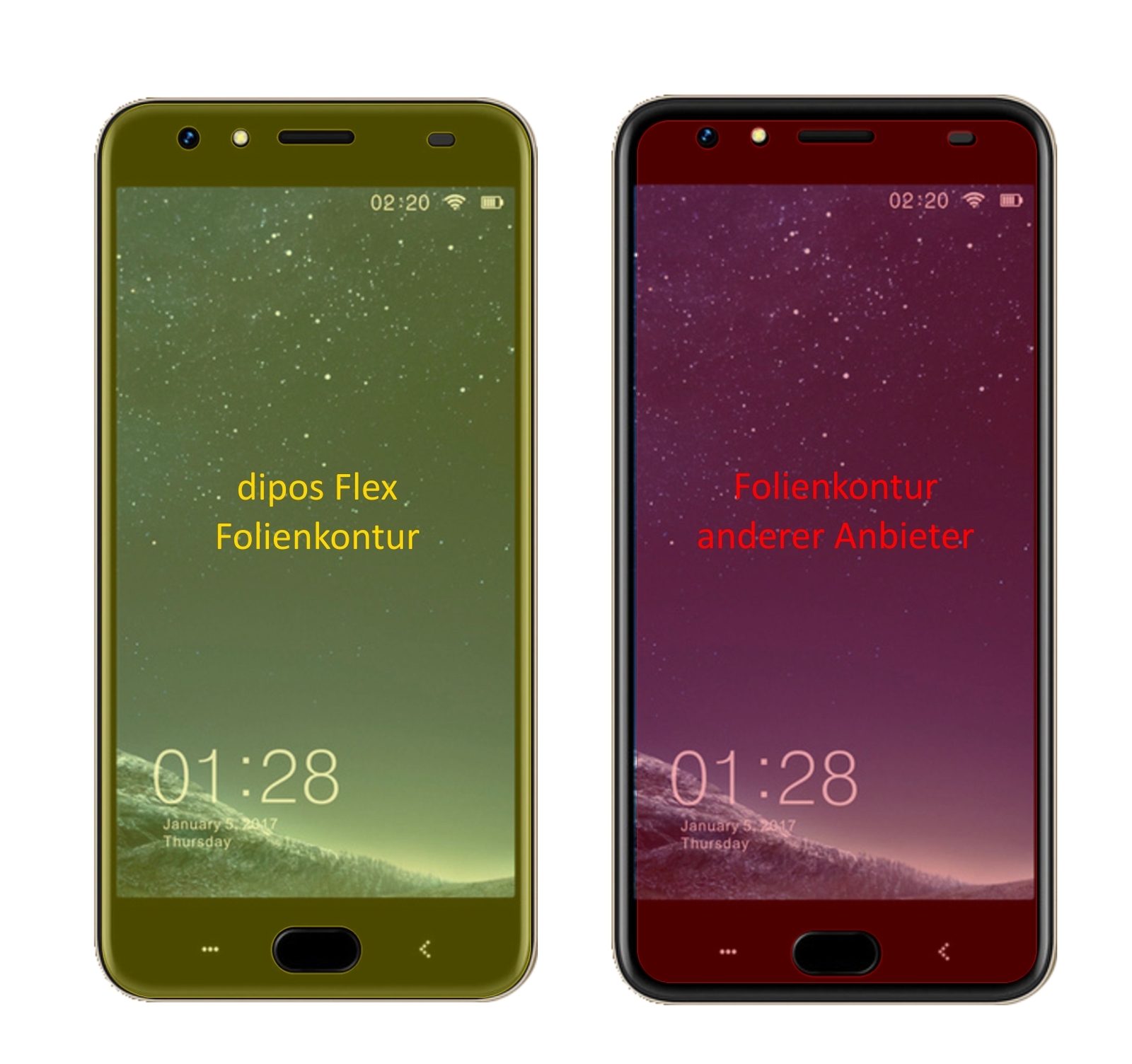 2x Schutzfolie für M-HORSE Power 2 inkl. Rundung Flex Folie dipos Display Schutz