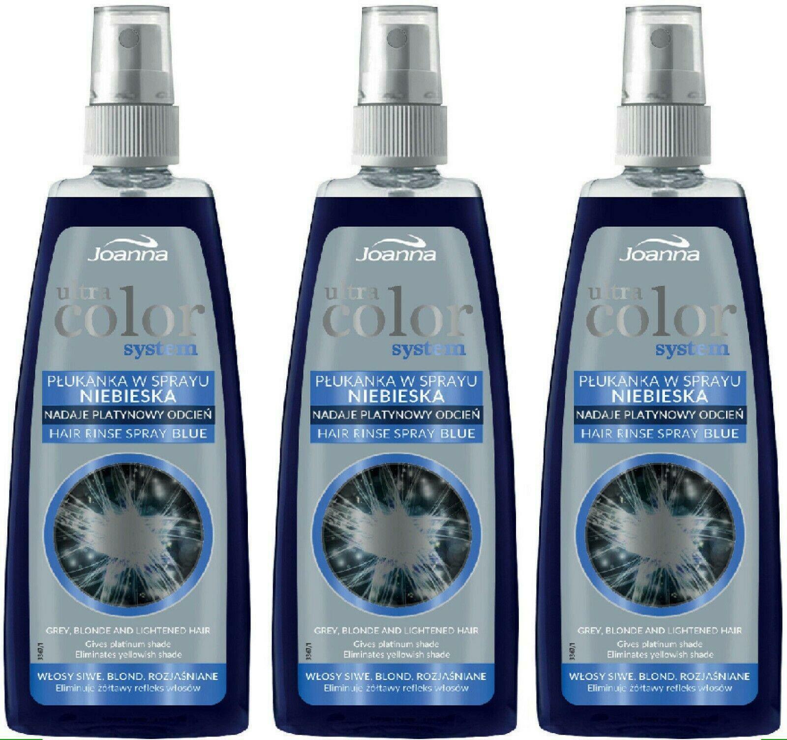 3 X Joanna Blue Hair Rinse Toner In Spray No Yellow Blonde Grey