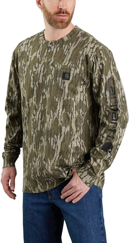Carhartt Men's 105483 Loose Fit Heavyweight Long-Sleeve Pocket Camo Logo Graphi