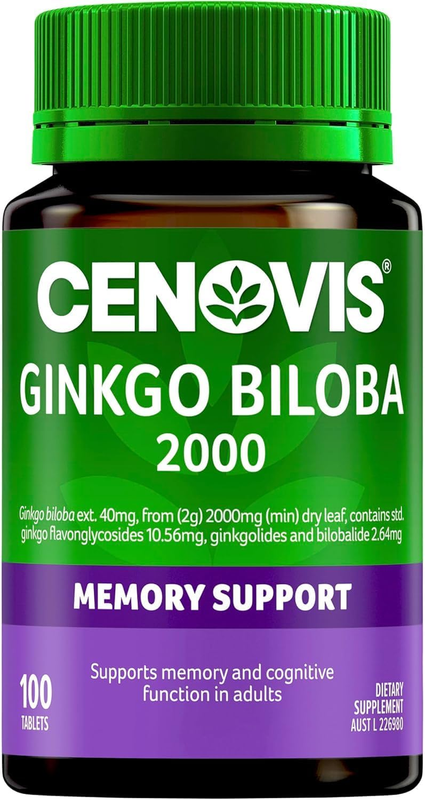 Ginkgo Biloba 2000Mg 100 Tablets - Supports Memory & Cognitive Function - Health