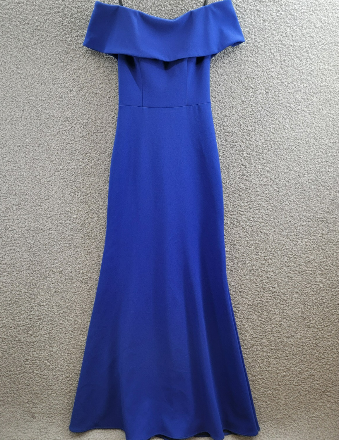 AQUA Off-the-Shoulder Scuba Crepe Gown Women's 2 Marine Back Zip Closure S/S - Picture 3 of 20