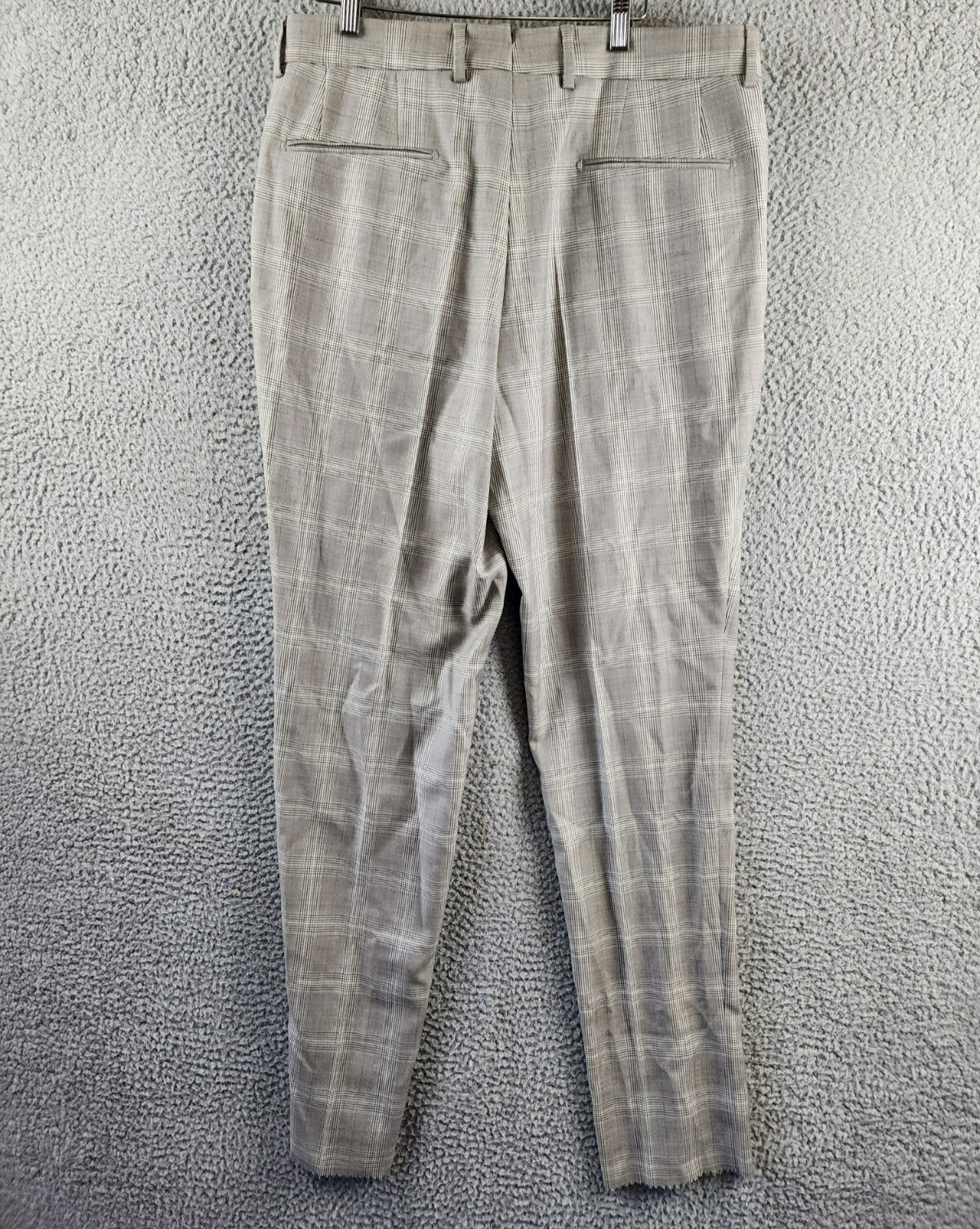 BOSS Camel Heston Wool Slim Fit Dress Pants Men's 40R Beige Plaid Button Zip - Picture 11 of 15
