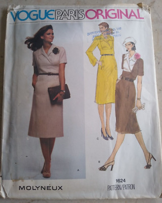 VOGUE PARIS ORIGINAL MOLYNEUX 1624 SZ 12 DRESS UNCUT SEWING PATTERN