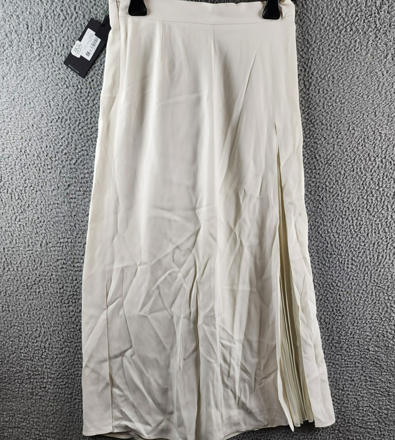 Boss Vateza Skirt Women's 4 Soft Cream Front Pleated Panel Back Zip Closure - Picture 3 of 15
