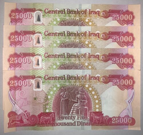 100,000 IQD - 4 x 25,000 Iraqi Dinar - 2015+ IQD Currency Banknotes - Fast Ship