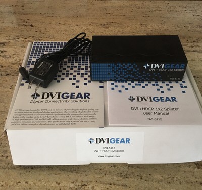 DVIGear DVI + HDCP 1x2 Splitter DVI-5112 W/Pllug & Instructions