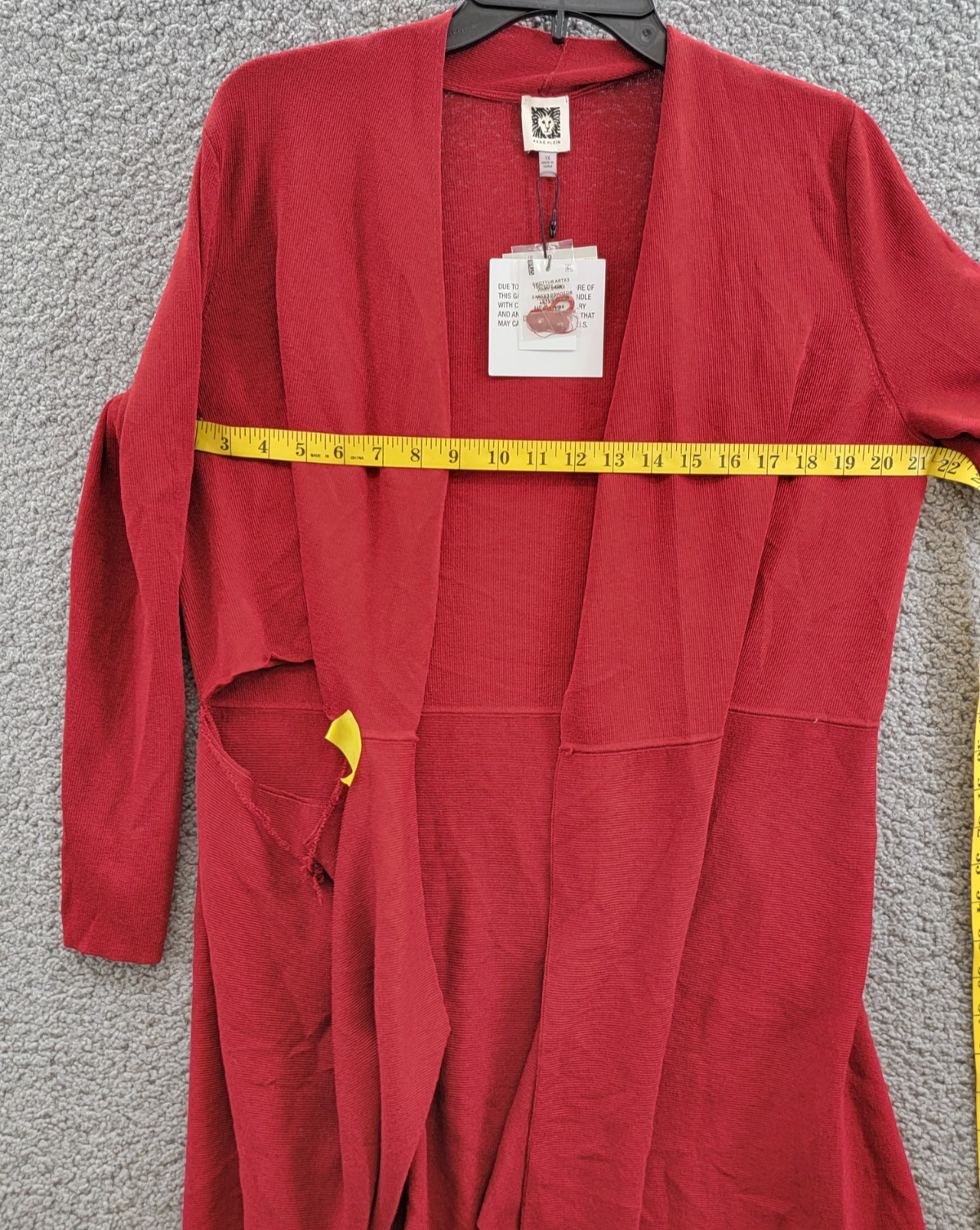 Anne Klein Plus Size Monterey Open-Front Cardigan Women's 1X Titian Red L/S - Picture 9 of 18