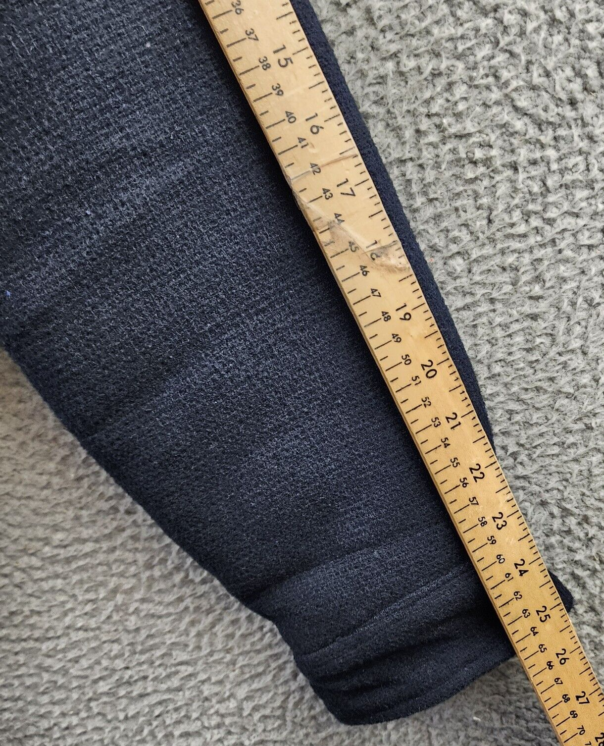 HEDGE Wool Blend Hooded Jacket Men's XL Midnight Navy Drawstring Front Button - Picture 9 of 13