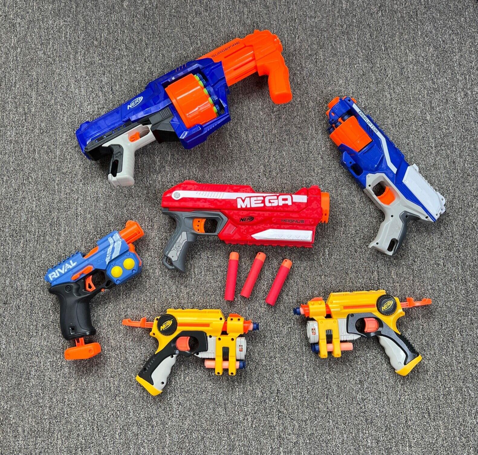 Nerf Gun Toy Blaster Lot Surgefire Rival Mega Magnus Disruptor