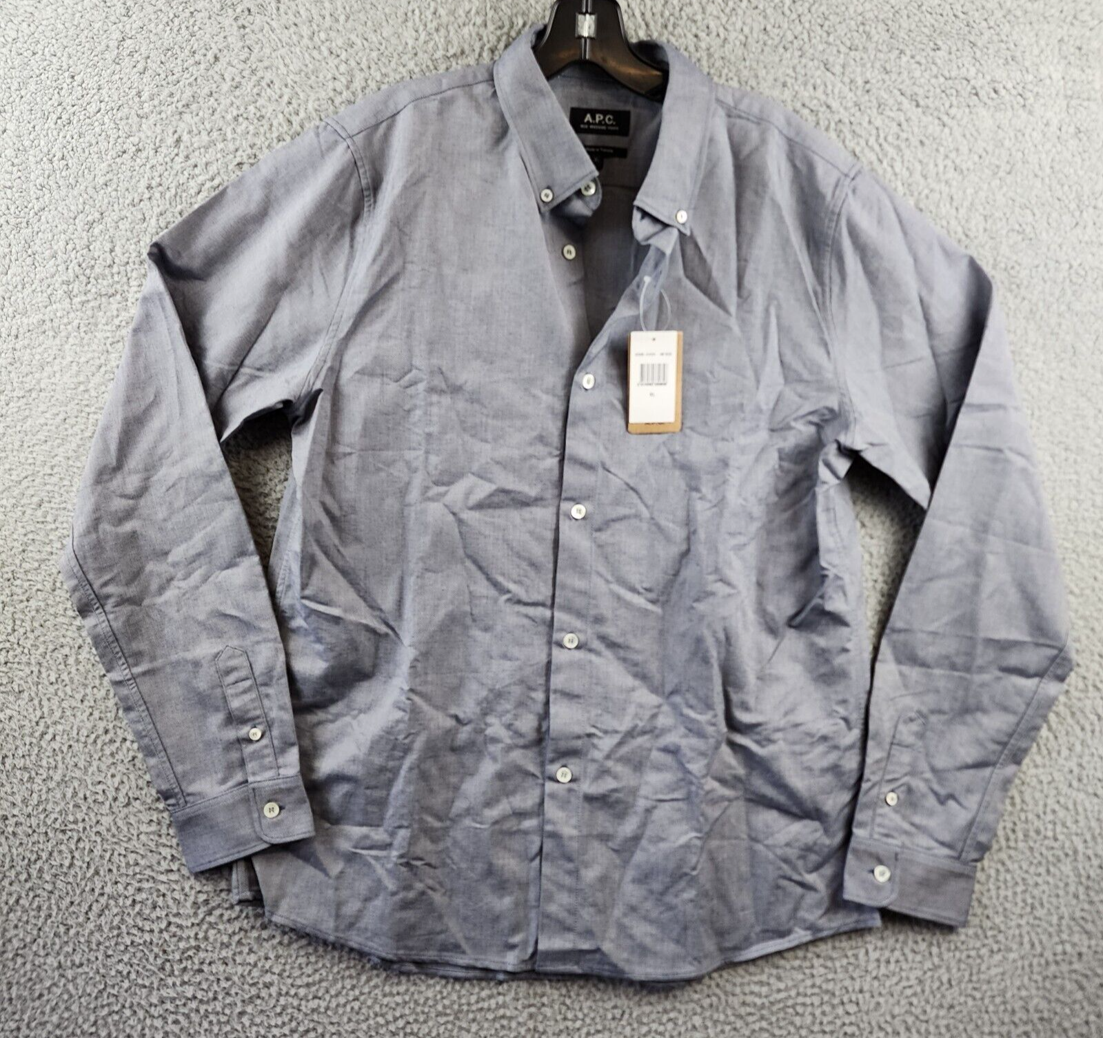 A.P.C. Chemise Slim Fit Button-Down Shirt Men's XL Dark Blue