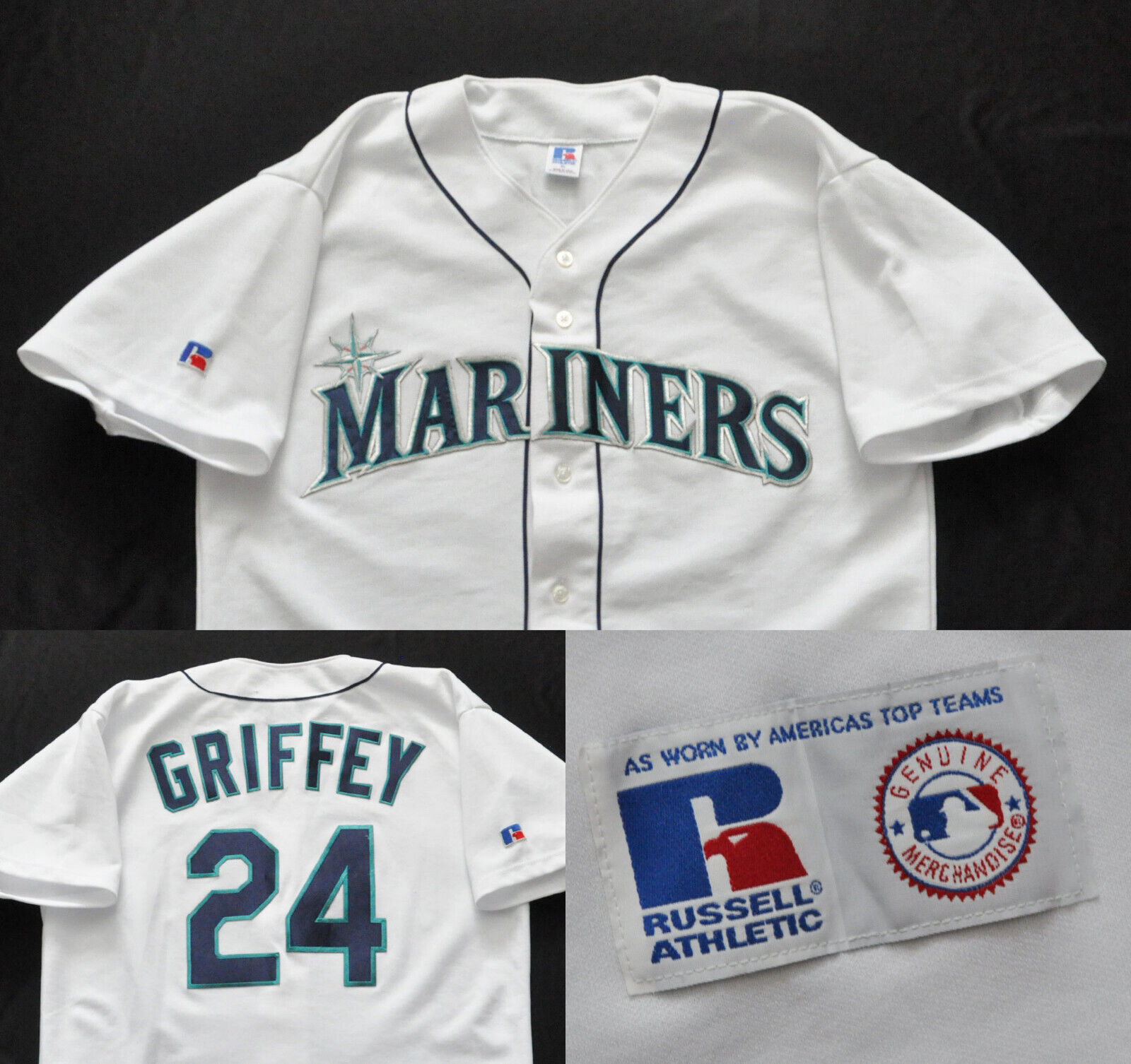 Ken Griffey Jr Seattle Mariners Russell Jersey MLB White Ken Griffey Jr Seattle Mariners Russell Jersey MLB White