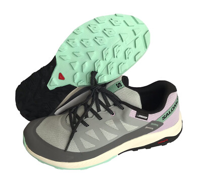 Salomon Outrise Clima Waterproof Hiking Shoes Quarry Orchid Bloom Yucca Size 9.5