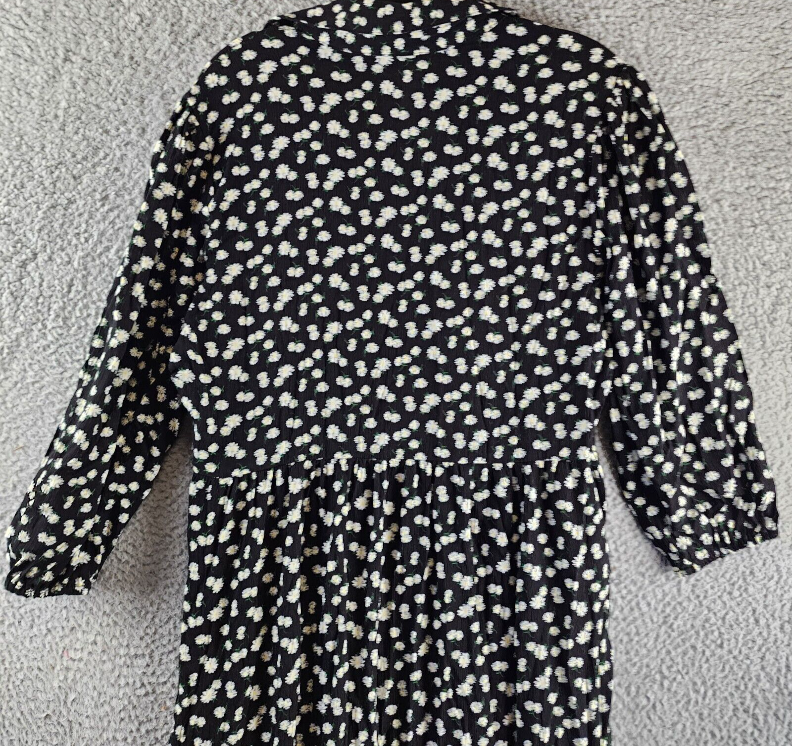 NY Collection Petite 3/4 Sleeve Crinkle Tiered Maxi Dress Women's PL Black/White - Picture 14 of 15