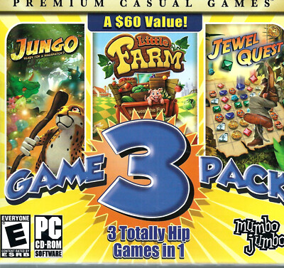 Sealed PC GAME JUNGO ~ LITTLE FARM ~ JEWEL QUEST Win 2K Thru Win 10 3 Game Pack 
