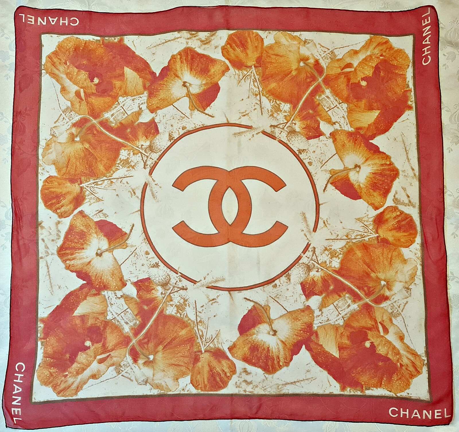 CHANEL スカーフ ロゴシルク 58×58 花柄 CHANEL(シャネル) / FRENCH FESTIVAL/スカーフ/シルク/ピンク